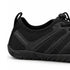 Heel close-up of black Naturcontact Sport Contact 2.0 shoes showing the brand detail, mesh upper and sculpted outsole.