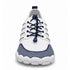 Front view of white and navy Sport Contact 2.0 barefoot trainers showing navy elastic laces and a spacious rounded toe box.