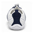 Rear view of white and navy Sport Contact 2.0 shoes showing the dark blue heel panel, pull tab and textured white sole.