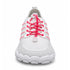 Front view of white and pink Naturcontact Sport Contact 2.0 barefoot shoes with bright pink elastic laces and a wide mesh toe box.