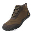 Brown Storm Feel barefoot winter shoe shown from a front angle on a white background.