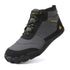 Grey Storm Feel barefoot winter shoe shown from a front angle, with fleece lining and a grippy sole.