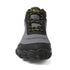 Front view of the grey Storm Feel shoe, showing its laces and wide toe box.