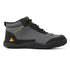 Side view of the grey Storm Feel barefoot winter shoe on a white background.