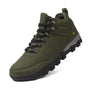 Olive green Naturcontact Terra Trail barefoot trail running shoe with rugged outsole and metal lace hooks