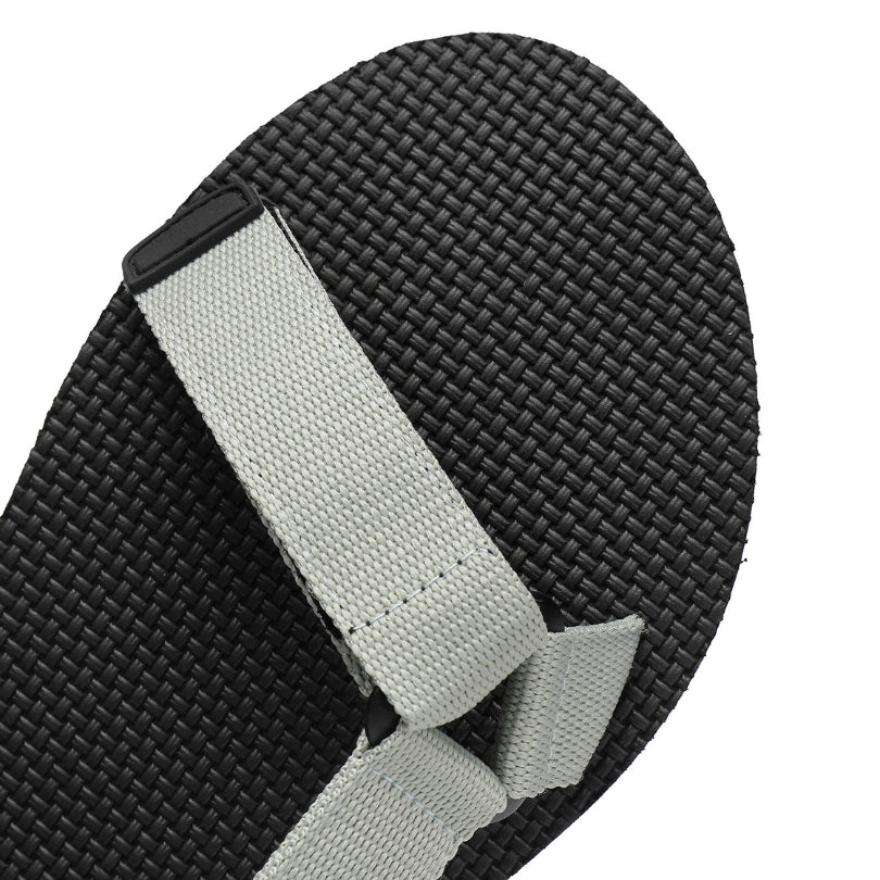 Close-up of adjustable straps on Naturwalkers 2.0 grey minimalist barefoot sandals