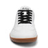 Front view of Walker Leather barefoot shoes in white and black with wide toe box for natural movement