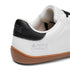 Heel detail of Walker Leather barefoot shoes in white and black with Naturcontact logo
