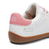 Heel detail of Walker Leather barefoot shoes in white and pink with Naturcontact logo
