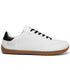 Side view of Walker Leather barefoot shoes in white and black showing slim everyday barefoot profile
