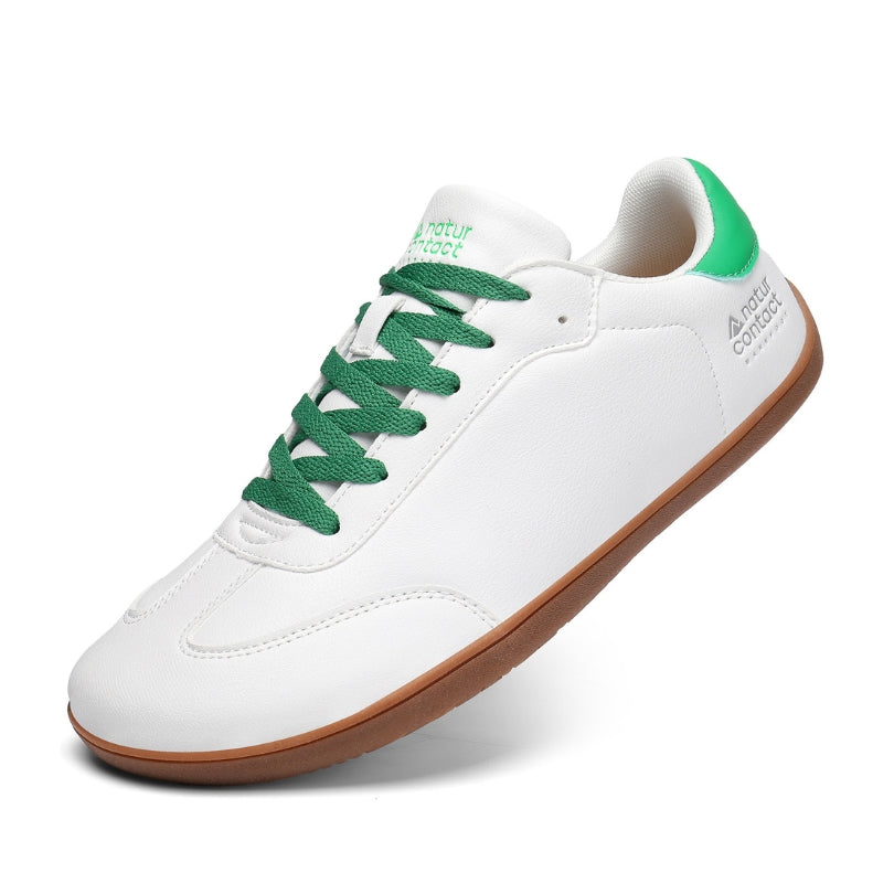 Walker Leather barefoot shoes in white and green by Naturcontact with clean leather upper